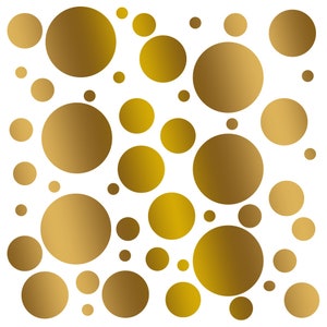 Set of 100 - METALLIC GOLD Vinyl Polka Dot Wall Decals Circles Stickers (Peel & Stick Decal Circle Dots) Nursery Kids Room Bathroom Decor