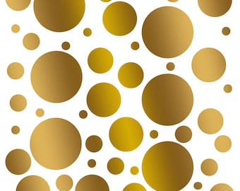 100 Metallic Gold Polka Dot Wall Decals, Peel & Stick Vinyl Circle Stickers