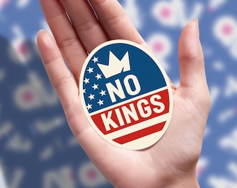 NO KINGS Oval Vinyl Bumper Sticker Decal - Political - America