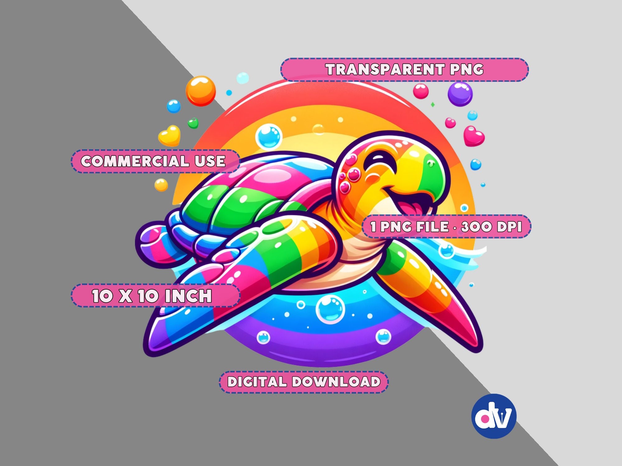 Rainbow Sea Turtle PNG Clipart: Pride Art (digital Download) - Etsy