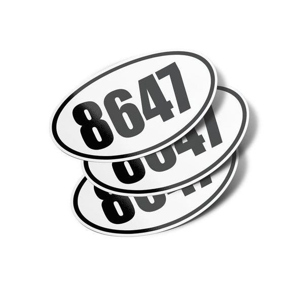 8647 Oval Vinyl Bumper Stickers Decals (3 Pack) - Funny Political