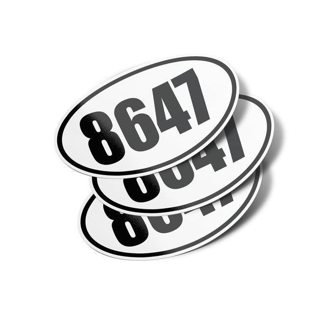 8647 Oval Vinyl Bumper Stickers Decals (3 Pack) - Funny Political