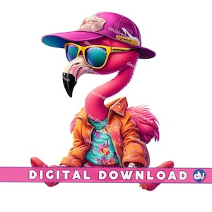 Stylish Flamingo Flamingo Art Digital Download, Printable Flamingo Illustration, Cool Bird Art, Funky Flamingo PNG, Trendy Flamingo Design