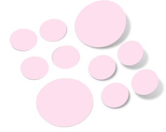 Baby Pink Vinyl  Polka Dot Wall Decals Circles Stickers (Peel & Stick Decal Circle Dots) for Nursery Kids Room Bathroom Decor Kit