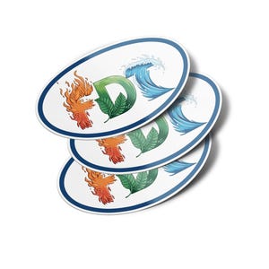 FDT Oval Vinyl Bumper Stickers Decals - Fire Earth Water Design