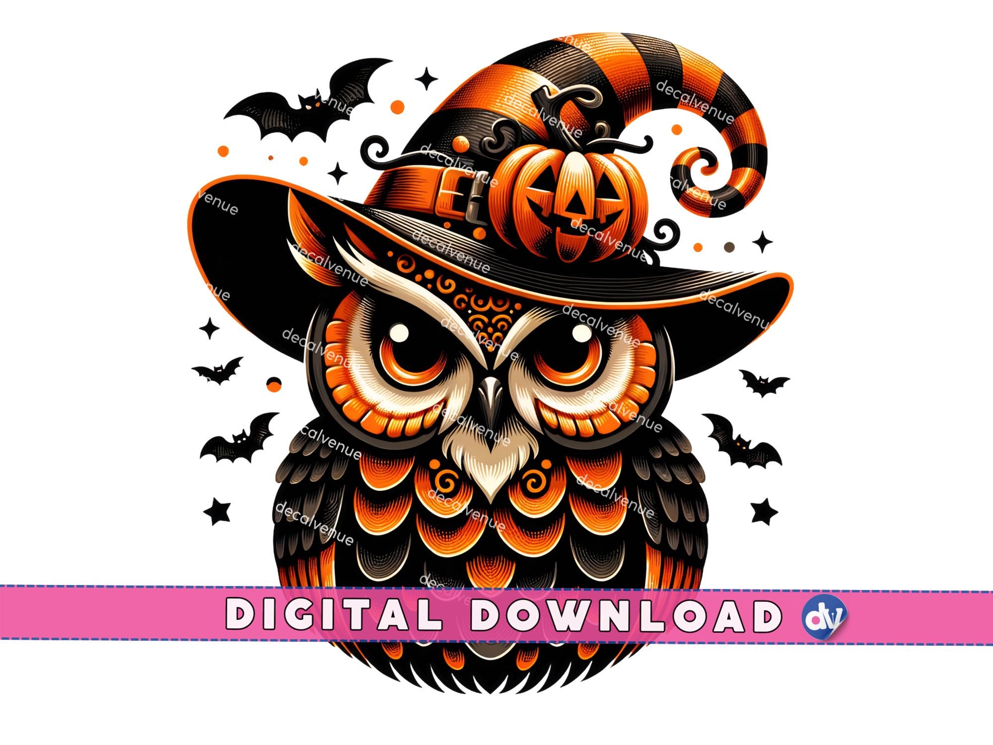 Halloween Owl in Witch Hat PNG Digital Download Clipart - Printable Art for Dtg Dtf Mugs T-Shirts Su