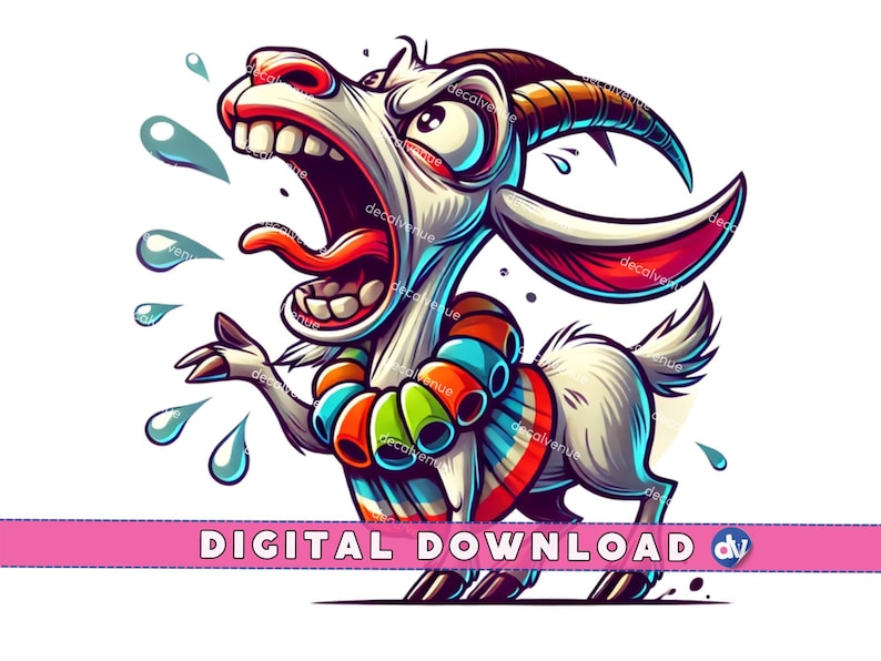 Funny Screaming Goat Cartoon PNG, Sublimation Design (digital Download ...