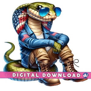Patriotic Leather Snake Aviator Sunglasses PNG Digital Download Clipart Printable Art Dtg Dtf Mugs T-Shirts Sublimation Design Print