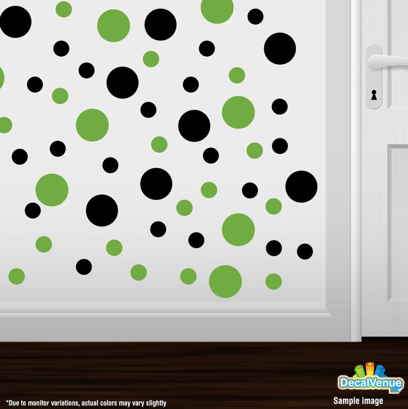 Black / Lime Green Vinyl Polka Dot Wall Decals Circles Etsy