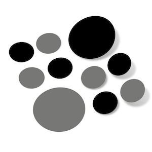 Black and Grey Polka Dot Wall Decals – Vinyl Circle Stickers in 2 and 4 Inch Sizes – Peel and Stick for Nursery, Kids Room, or Party Decor