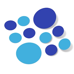 Blue / Ice Blue Vinyl Polka Dot Wall Decals Circles Stickers (Peel & Stick Decal Circle Dots) Nursery Kids Room Bathroom Decor Kit