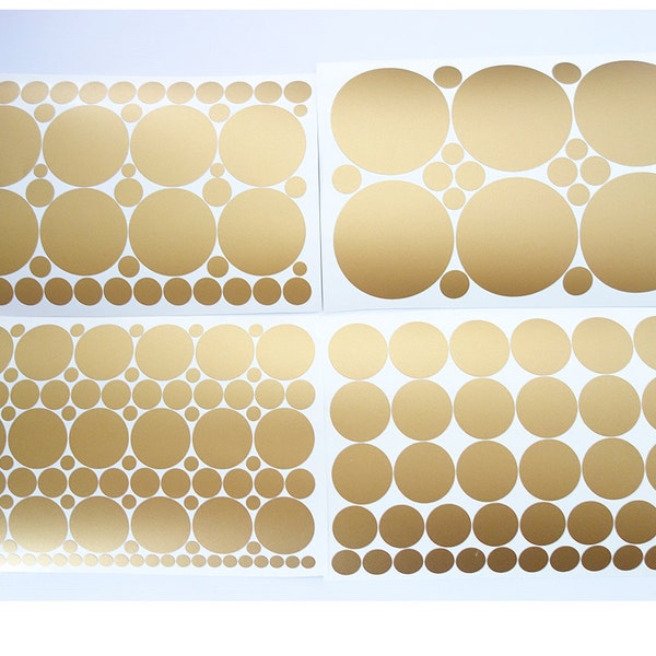 Set of 251 GOLD & Any 1 Color Polka Dot Circles Vinyl Wall Graphic Decals Stickers dot large mixed lot