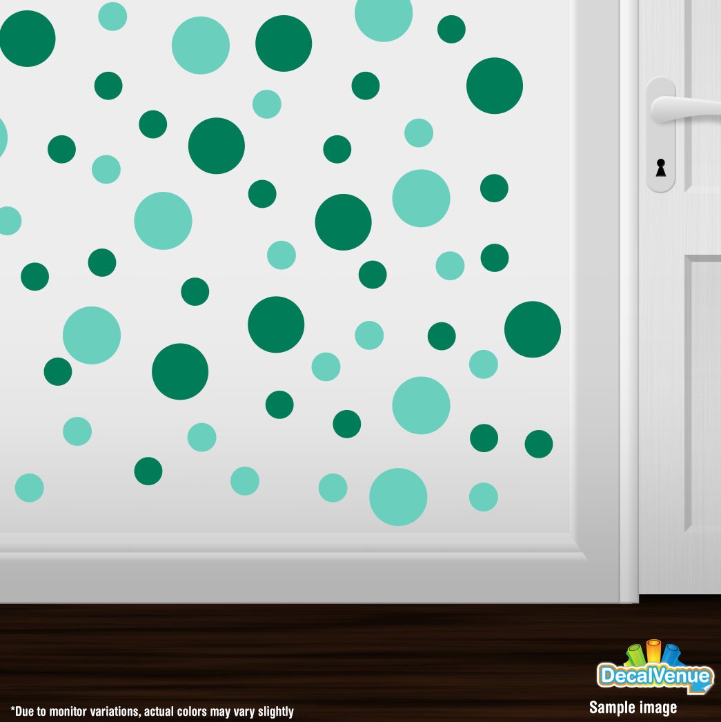Mint Green / Green Vinyl Polka Dot Wall Decals Circles Etsy
