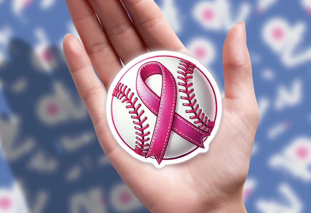 Pink Ribbon Baseball Sticker: Breast Cancer Awareness Decal - Etsy