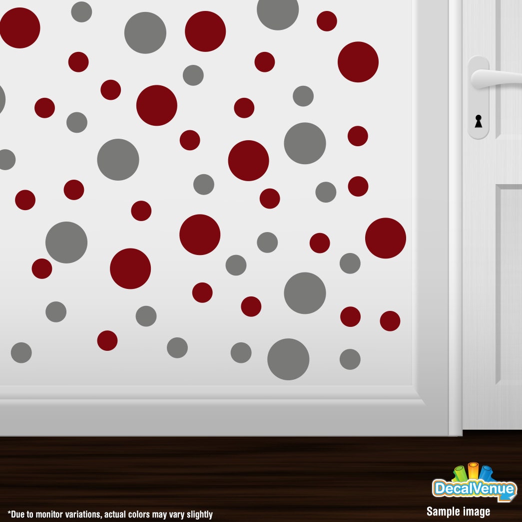 Grey / Burgundy Vinyl Polka Dot Wall Decals Circles Stickers Etsy