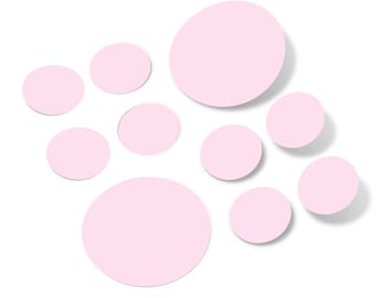 Baby Pink Polka Dot Wall Decals, Vinyl Circle Stickers for Nursery, Peel and Stick, Removable, Waterproof
