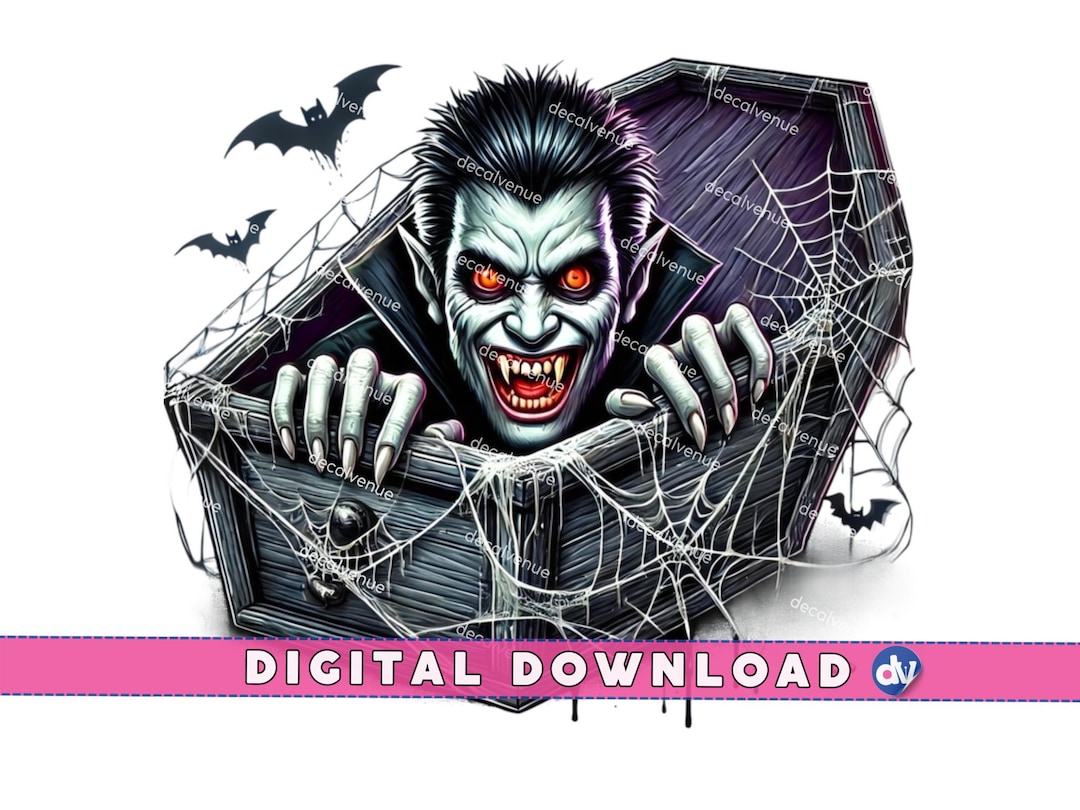 Halloween Vampire Coffin PNG Clipart, Spooky Bats Design (digital ...