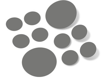 Grey Vinyl Polka Dot Wall Decals Circles Stickers (Peel & Stick Decal Circle Dots) gray Nursery Kids Room Bathroom Decor Kit