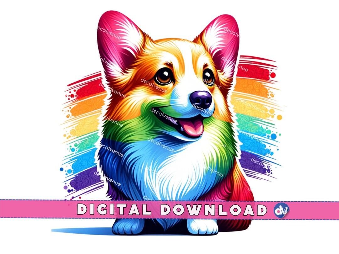 Rainbow Corgi PNG: Vibrant Pet Illustration (digital Download) - Etsy