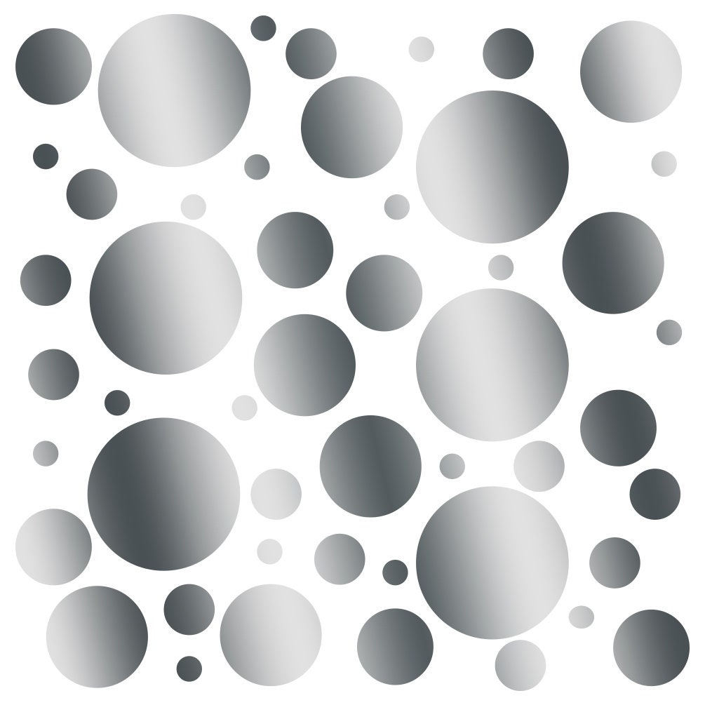 Set of 100 METALLIC SILVER Vinyl Polka Dot Wall Decals Etsy