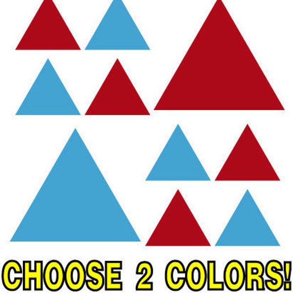 Choose Any 2 Colors - Set of 30 - 2" and 4" inch Triangles Vinyl Wall Decal Stickers - triangle