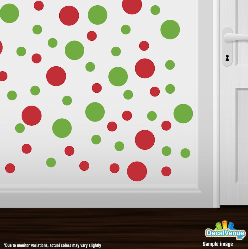 Red / Lime Green Vinyl Polka Dot Wall Decals Circles Stickers Etsy