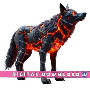 Molten Lava Wolf PNG Digital Download Clipart Printable Art Dtg Dtf Mugs T-Shirts Sublimation Design Print