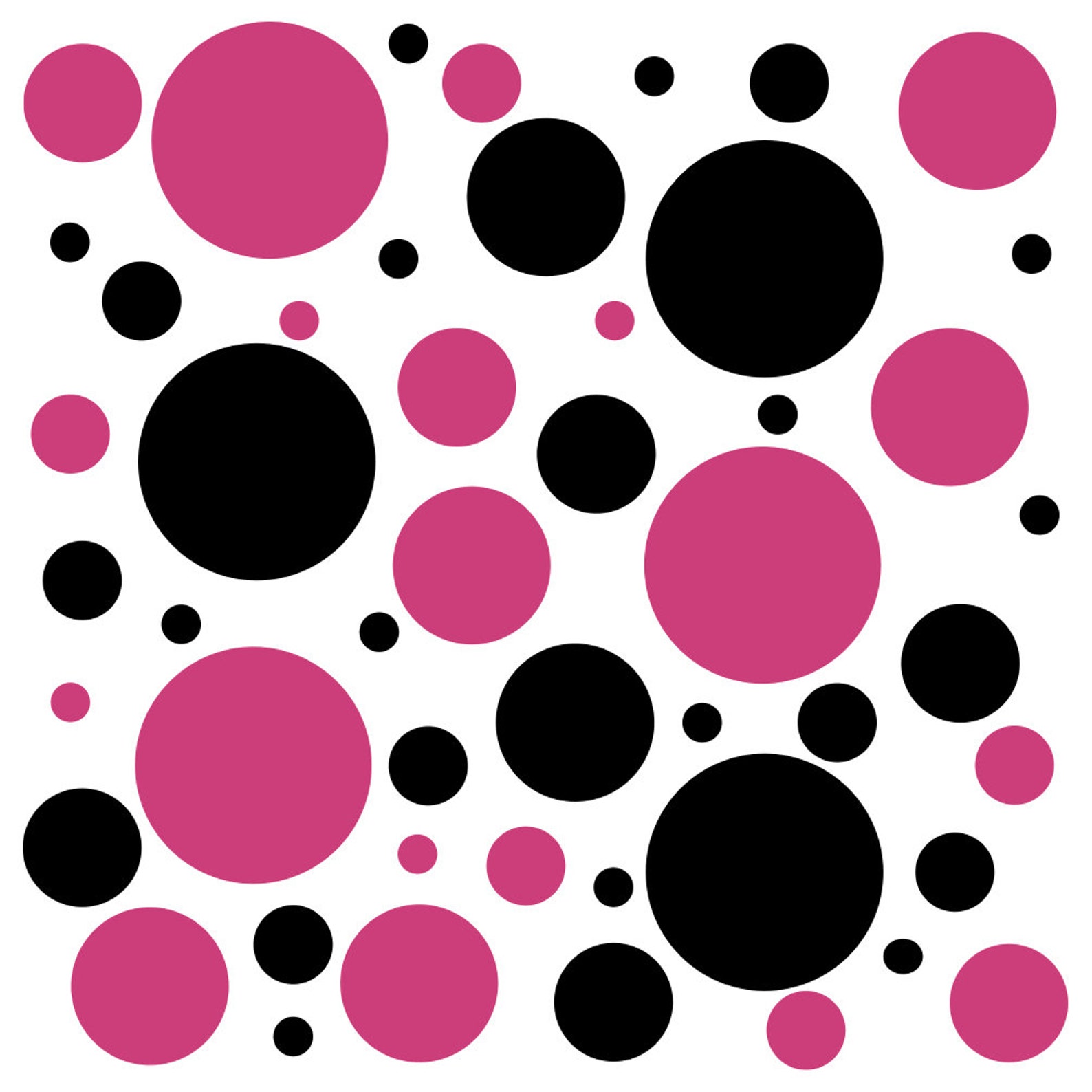 Set of 100 BLACK / HOT PINK Vinyl Polka Dot Wall Decals Etsy