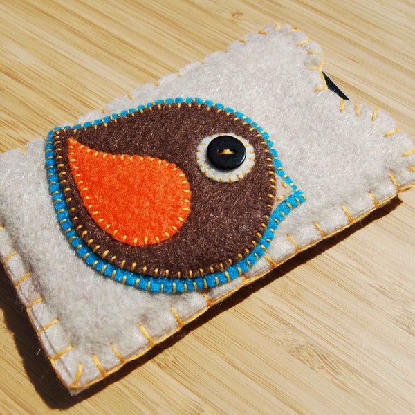 felt ipod touch case with brown bird