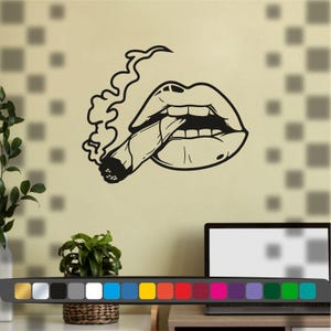 Autocollant bouche qui fume pour des voitures, murs et camping cars, Stickers muraux pour décoration mural ou automobile, Vinyle découpé