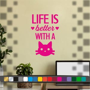 Funny Cat Sticker | Drôle Autocollant Mur | Cute Car & Wall Stickers | Décoration Originale pour Amoureux des Chats