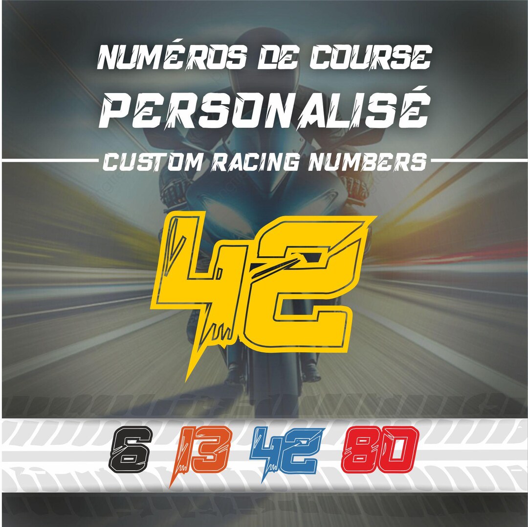 3 X Custom Racing Numbers, Cut Vinyl Decals, Racing, Motorcycle, Car ...