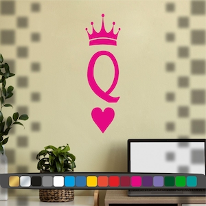 Autocollant la Reine pour des voitures, murs et camping cars, Stickers la Reine de jeu de carte en vinyle découpe, Stickers en vinyle