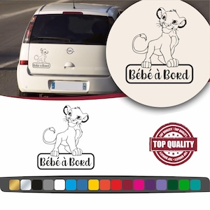 Personalizowane naklejki samochodowe Simba Baby on board, Baby on board Simba wycinane samoprzylepne naklejki winylowe, Dekoracje zewnętrzne