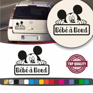 Dziecko na pokładzie Myszka Miki Naklejki samochodowe, Naklejka Myszka Miki na samoprzylepnym winylu, Dekoracja samochodu Dziecko na pokładzie Myszka Miki