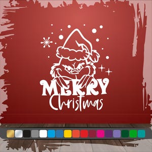 Stickers Noël Grinch drôle pour fenêtre et murs, Décoration Noël drôle pour intérieur et extérieur Grinch, Autocollants en vinyle adhésive