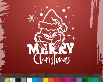 Funny Grinch Christmas Stickers for Windows and Walls, Funny Christmas Decoration for Indoor and Outdoor Grinch, Adhesive Vinyl Stickers