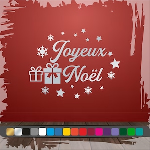 Joyeux Noël Stickers, Autocollants Décoratifs pour Fenêtres & Murs, Vinyle Adhésif Noël pour Intérieur et Extérieur