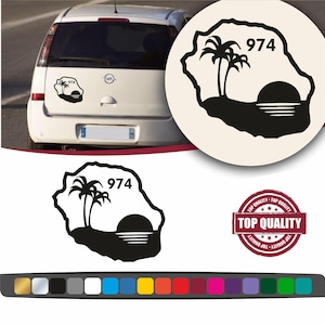 La Réunion 974 stickers voitures, Autocollants les Antilles en vinyle adhésive découpé, décoration la Réunion extérieur, carte de la Réunion