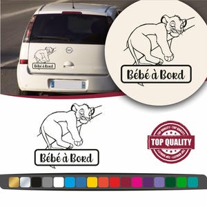 Spersonalizowane naklejki samochodowe Baby on board Simba, naklejki Baby on board Simba w samoprzylepnym winylowym wycięciu, dekoracja zewnętrzna Simba