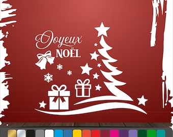 Christmas Tree Wall and Window Stickers, Christmas Stickers in Adhesive Vinyl Cut, Interior and Exterior Decoration for Christmas