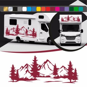 Autocollants montagne pour camping cars, murs et voitures, Stickers montagne en vinyle découpé longe durée, Décoration camping car