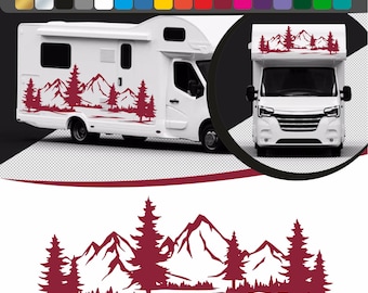 Bergstickers voor campers, muren en auto's, Bergstickers in duurzaam gesneden vinyl, Decoratie voor campers