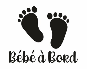 Baby on Board Little Feet Custom Car Stickers, Baby on Board Stickers in Cut Adhesive Vinyl, Exterior Decoration