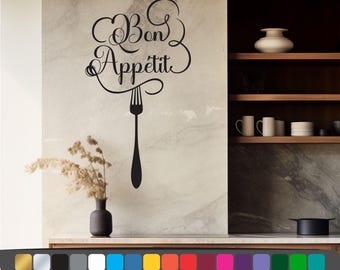 Bon Appétit wall stickers, Kitchen or living room decoration in Bon Appétit vinyl, Bon Appétit stickers in adhesive vinyl cut