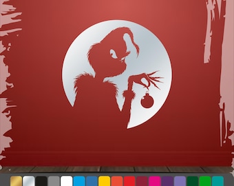 Grinch Christmas Stickers For Windows and Walls, Adhesive Vinyl Christmas Window Sticker, Grinch Interior and Exterior Decoration