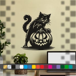 Autocollant halloween chat noir pour voitures, murs, motos, Stickers en vinyle découpé pour halloween, Décoration halloween chat noir