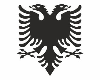 Albanian Flag Car and Wall Sticker, Albanian Eagle Sticker in Cut Adhesive Vinyl, Indoor and Outdoor Decoration Albania