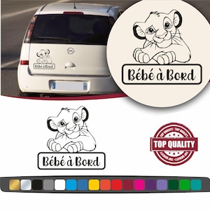 Autocollants Simba Bébé à bord personnalisé pour voitures, Stickers Lion Simba bébé à bord en vinyle adhésive découpe, Simba Décoration