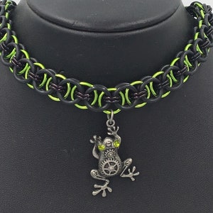 Steampunk Chainmaille Clockwork Frog Choker